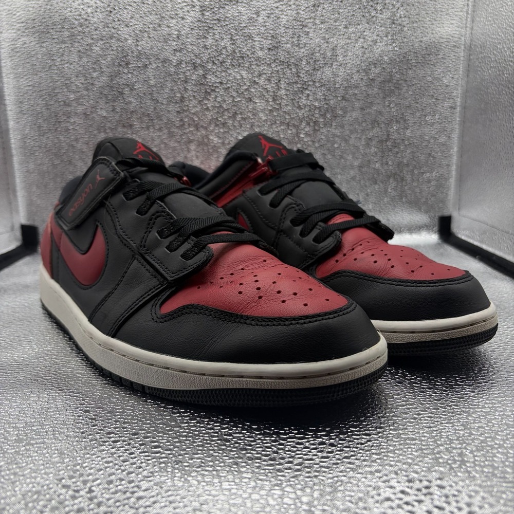 Size 12  Air Jordan 1 FlyEase Low Bred‎ Red Black Mens Athletic Shoes DM1206-067